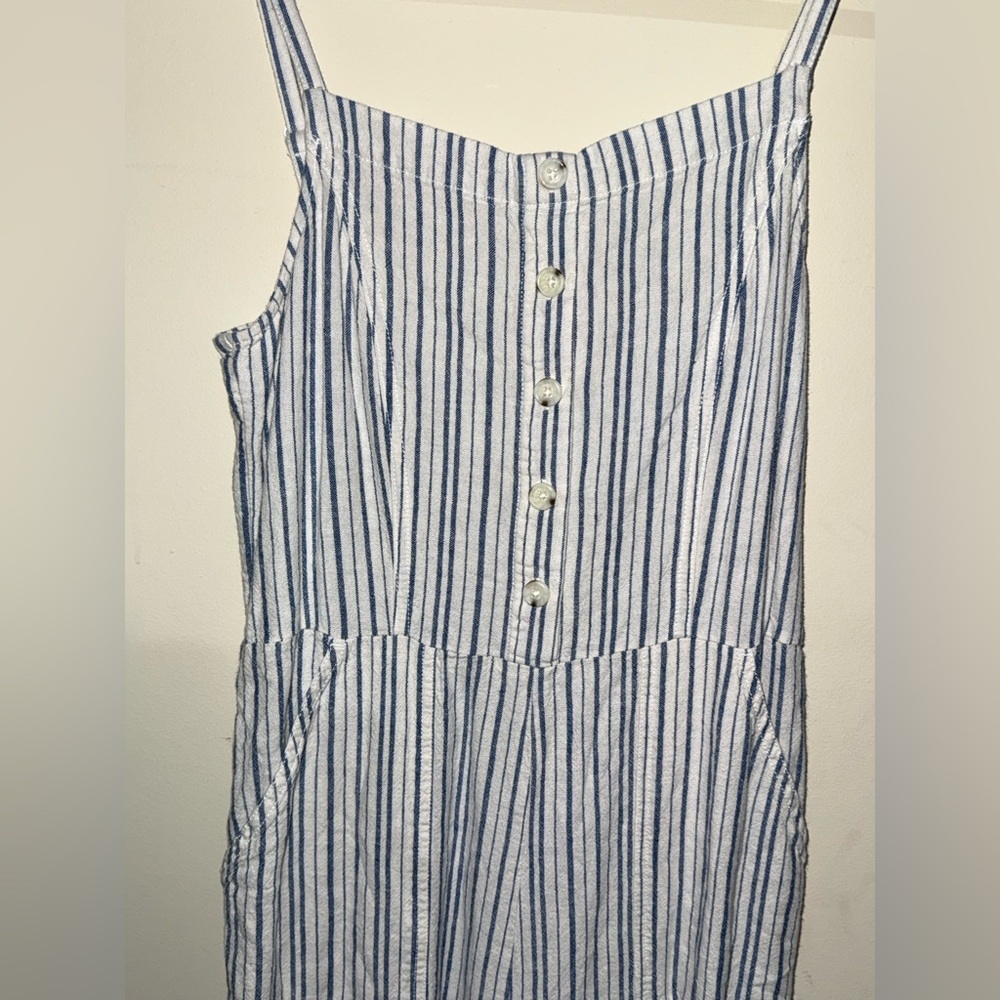 Old Navy Blue and White Striped Cotton Jumpsuit - Picture 2 of 4
